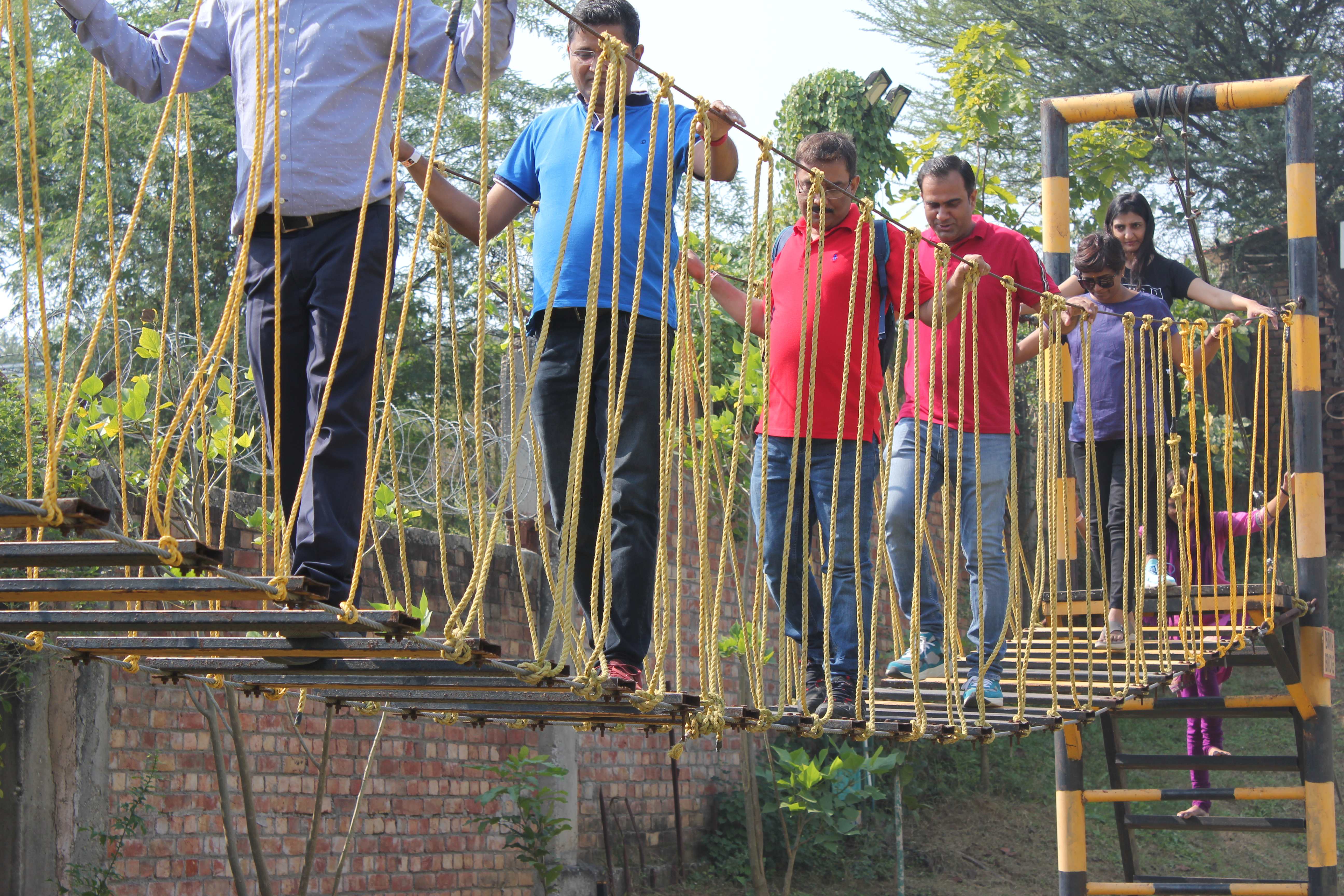 Team building activity - rope bridge